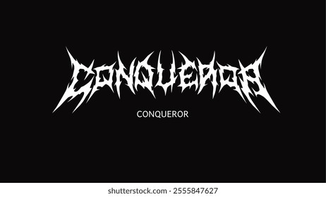 Metal Typography Logo "Conqueror" with Sharp and Minimalist Design vector