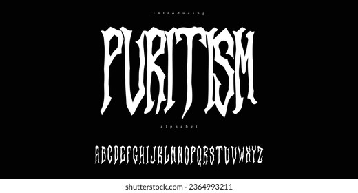 Metal, Underground, Black Metal, Rock music band's font alphabet typography typeface blackletter. Vector ABC editable