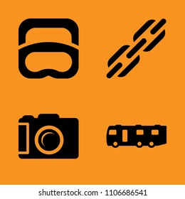 metal, van, old and camper icons set. Vector illustration for web and design