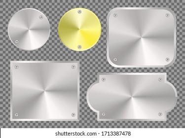 Metal vector concept blank, illustration concept metalic effect gradient steel texture chrome modern, background tranparant pattern

