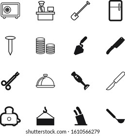 metal vector icon set such as: farm, dish, hook, exchange, mixer, stand, clamps, blender, hammer, coin, household, nails, plane, gardening, crane, contour, cartoon, ladle, cooler, color, cool