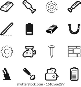metal vector icon set such as: sterilized, transmission, iron, cutter, collection, cargo, hospital, luck, talisman, hammer, surgeon, surgery, medicine, lines, abstract, color, blade, factory