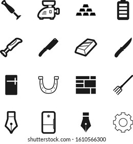 metal vector icon set such as: import, horseshoe, electricity, retro, transportation, engine, mechanical, agriculture, logistic, round, acid, cooperation, farming, dig, technical, media, cog, logo