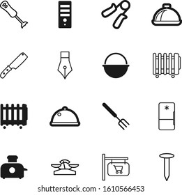 metal vector icon set such as: wrought, cauldron, appliance, industry, front, campfire, arm, strong, gym, hanging, bakery, banner, style, measurement, nutrition, system, nails, outline, meat, mixer