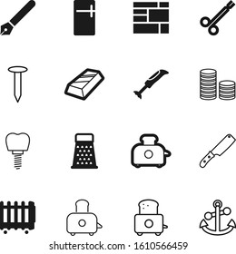 metal vector icon set such as: accessory, power, coin, utensil, plastic, seasonal, forceps, stomatology, secure, cash, cuisine, restaurant, import, furniture, coins, buy, silver, heater, pen, income