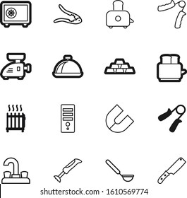 metal vector icon set such as: tower, shower, gourmet, art, winter, house, plate, warm, ladle, magnetism, door, knife, blade, dome, tap, bathtub, platinum, computer, fresh, plastic, temperature