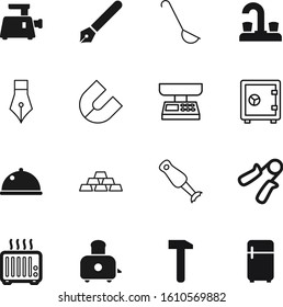 metal vector icon set such as: lock, plate, horseshoe, attract, display, science, grocery, water, device, old, spring, bathroom, dome, pointer, faucet, screen, weigh, message, front, dinner, web