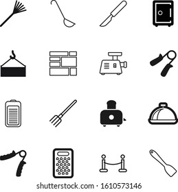 metal vector icon set such as: summer, grinder, rake, toast, password, cinema, acid, pictogram, household, secure, accessory, season, domestic, dish, green, import, entrance, hook, empty, vip, plate