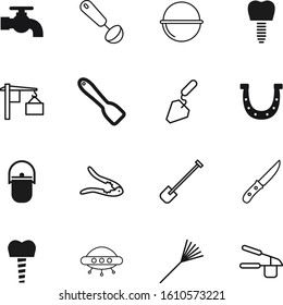 metal vector icon set such as: lucky, business, butcher, concept, tap, tower, walnut, knife, web, image, faucet, dish, meal, hand, household, masonry, industry, agricultural, mystery, spaceship, site