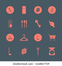 metal vector icons set. with fridge, wrench gear, pitchfork and shopping cart in set