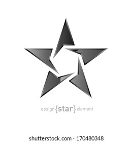 Metal vector star on white background. Company logo template.