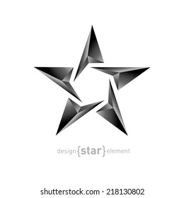 The Metal Vector Star On White Background. Corporate Logotype Template