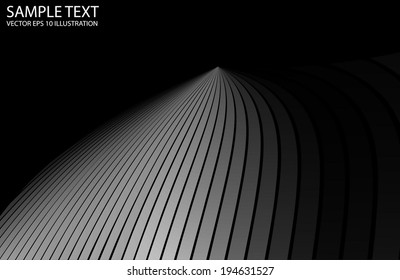 Metal vector striped background lighted - Dark space alien shape vector background illustration