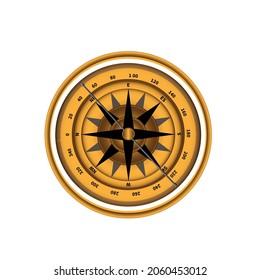 Metal vintage compass on a white background. Vector illustration