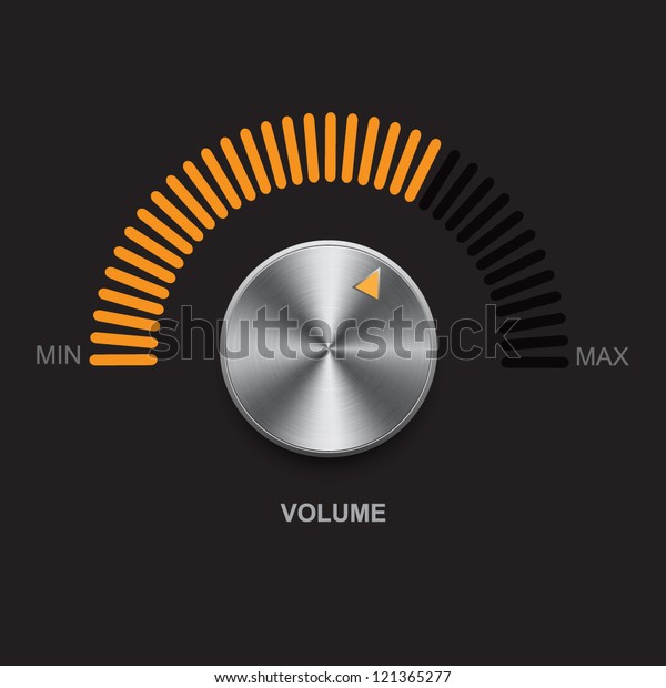 Metal volume button (steel, chrome), gold\
scale. Vector\
illustration.