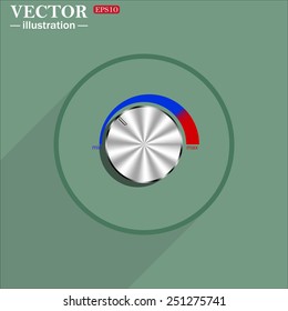 metal volume control, red, blue, light, vector illustration, EPS 10
