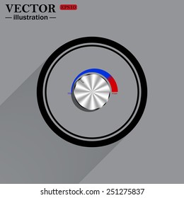 metal volume control, red, blue, light, vector illustration, EPS 10