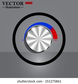 metal volume control, red, blue, light, vector illustration, EPS 10