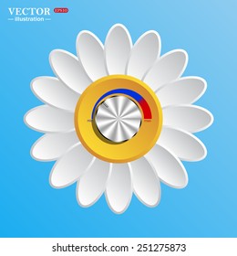 metal volume control, red, blue, light, vector illustration, EPS 10