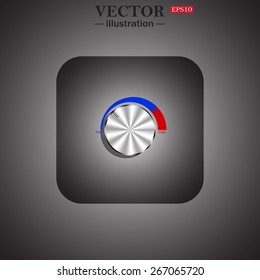  metal volume control, red, blue, light, web icon. vector design