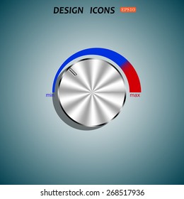 metal volume control, red, blue, light. icon. vector design