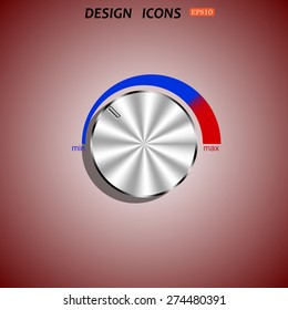 metal volume control, red, blue, light. icon. vector design