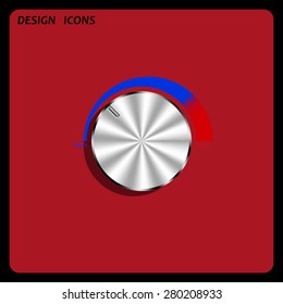 metal volume control, red, blue, light. icon. vector design. Flat design style 