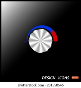 metal volume control, red, blue, light. icon. vector design