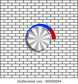 metal volume control, red, blue, light. icon. vector design
