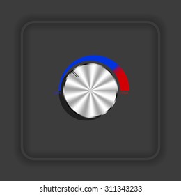 metal volume control, red, blue, light. icon. vector design