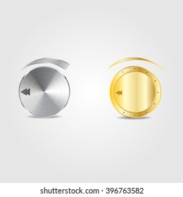 metal volume controls on a gray background