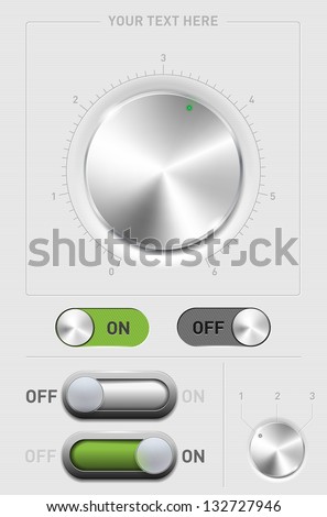 Metal volume knob, ON-OFF switch and changer
