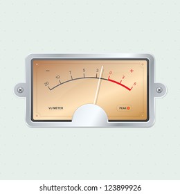 Metal VU Meter. Vector Illustration