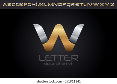 Metal W Letter Logo, alphabet logo design.