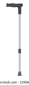 Metal walk stick icon. Realistic illustration of metal walk stick vector icon for web design isolated on white background