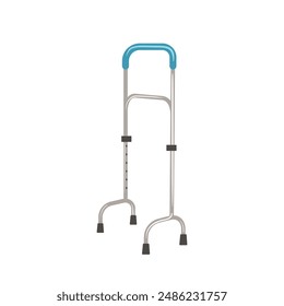 Metal walking frame rehabilitation equipment movement instrument isolated vector illustration