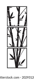 Metal wall art. Bamboo illustration in metal cut square, vector. Branch illustration isolated on white background. Black and white wall decals, minimalist art design, wall artwork. Metal art decor