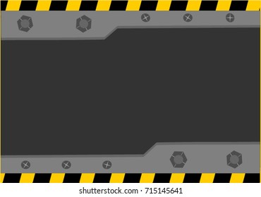 Metal warning construction caution board frame.