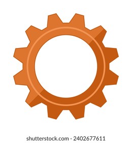 Metal waste pollution. Clock gear icon. Disposal of waste of carpentry metalworking workshop and industry. Metallurgy waste separation problem. Simple flat vector isolated on white background