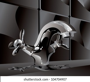 metal water faucet in the bathroom