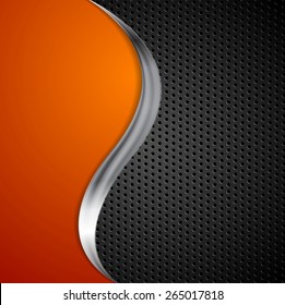 Metal wave and black perforated texture background. Vector design