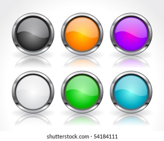 Metal web buttons. Vector eps10.