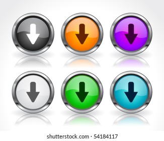 Metal web buttons. Vector eps10.