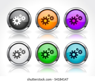Metal web buttons. Vector eps10.
