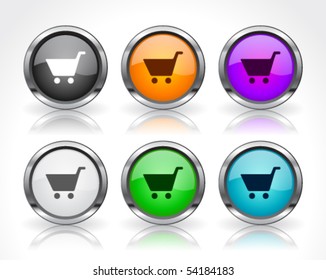 Metal web buttons. Vector eps10.