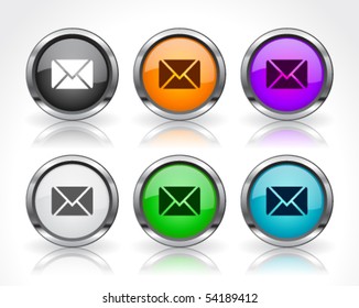 Metal web buttons. Vector eps10.