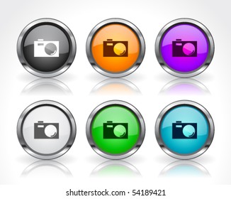 Metal web buttons. Vector eps10.