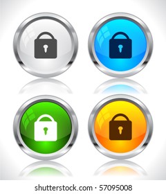 Metal web buttons. Vector eps10.