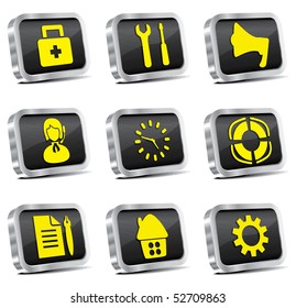 metal web icon set (vector, CMYK)