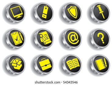 metal web icon set (vector, CMYK)